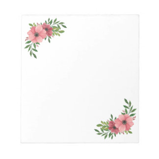 Bloco De Notas Notepad Floral Design cor-de-água rosa