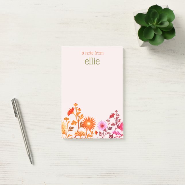 Bloco De Notas Notepad Floral do País Boho Rosa (Escritótio)
