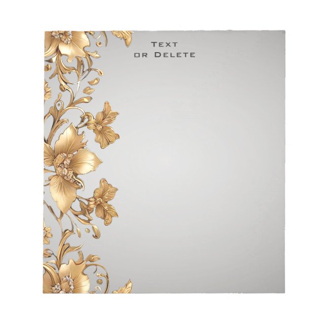 Bloco De Notas Notepad Floral Dourado (Frente)