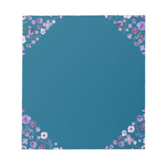 Bloco De Notas Notepad Floral - Elegância do Canto Teal Profundo