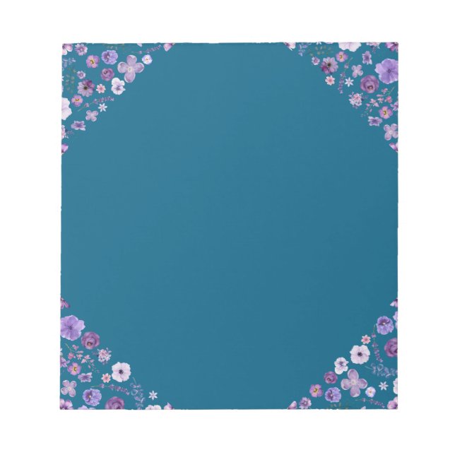 Bloco De Notas Notepad Floral - Elegância do Canto Teal Profundo (Frente)