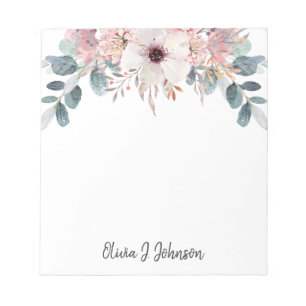 Bloco De Notas Notepad Floral Eucalyptus Watercolor