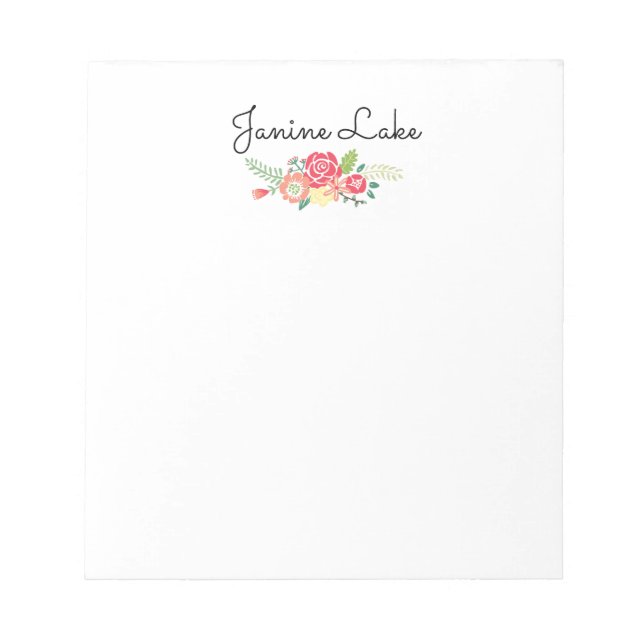 Bloco De Notas Notepad Floral Personalizado (Frente)