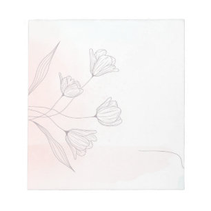 Bloco De Notas Notepad Floral Romântico Cor de Água Rosa - Elegan