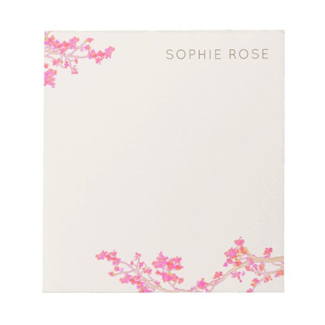 Bloco De Notas Notepad Floral Rosa bonito Feminino (Frente)