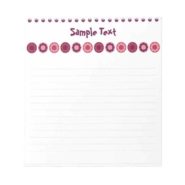 Bloco De Notas Notepad Floral Rosa E Roxo (Frente)
