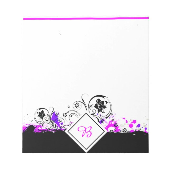 Bloco De Notas Notepad floral roxo (Frente)