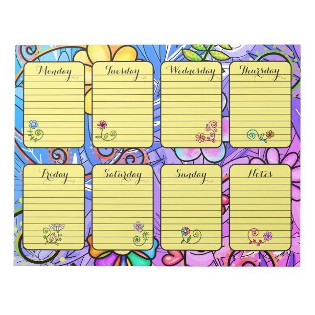 Bloco De Notas Notepad Floral Weekly Planner para Inspiração Rasg (Frente)