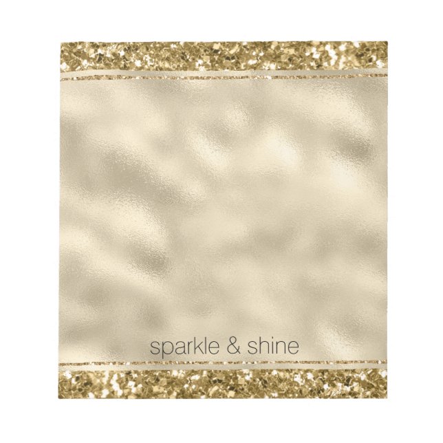 Bloco De Notas Notepad Glitzy Sparkle Dourado Glitter (Frente)