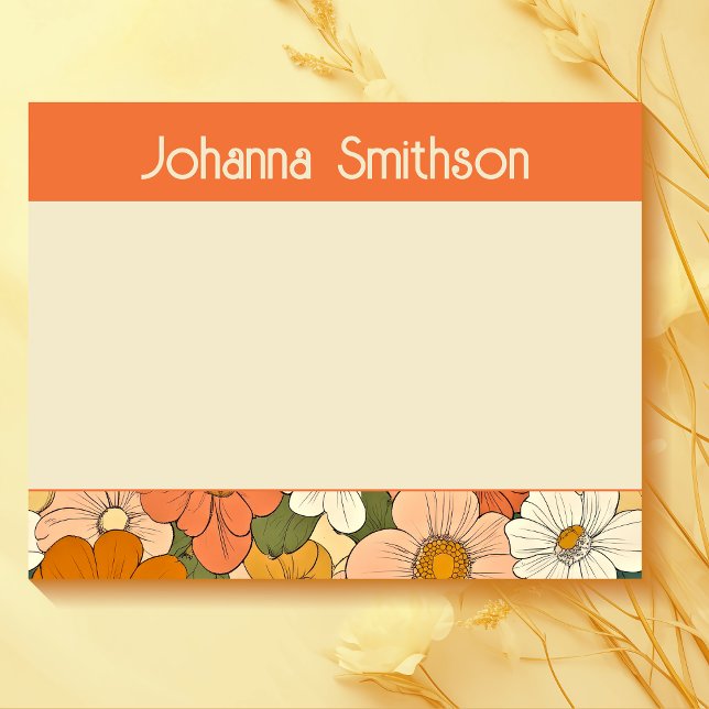 Bloco De Notas Notepad Grande Floral do Groove Laranja Retro (Criador carregado)