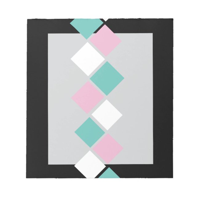 Bloco De Notas Notepad Harlequin (Preto, Aqua e Rosa) (Frente)