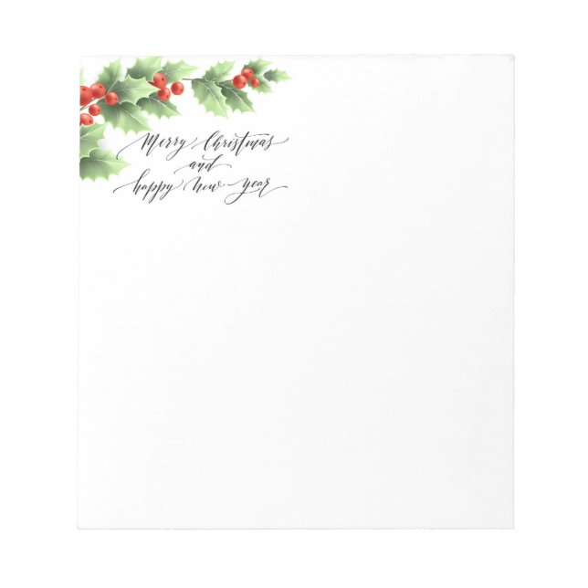 Bloco De Notas Notepad Holly de Natal (Frente)