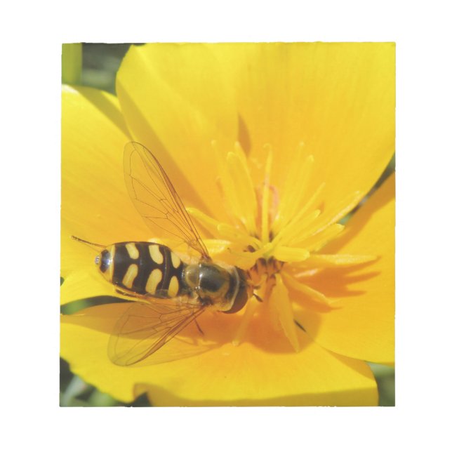 Bloco De Notas Notepad Hoverfly e Flower (Frente)