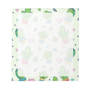 Bloco De Notas Notepad Kawaii Cactus & Hearts