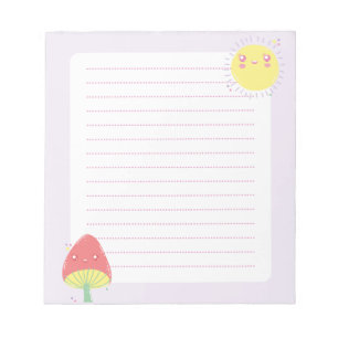 Bloco De Notas Notepad Kawaii Sun e Mushroom