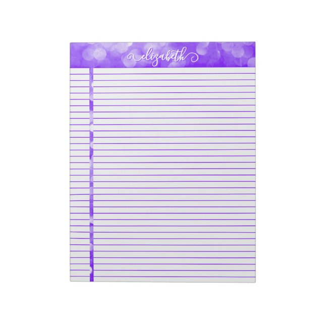 Bloco De Notas Notepad ligado à luz em roxo (Invertido)