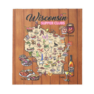 Bloco De Notas Notepad - Mapa do Clube de Apoio de Wisconsin