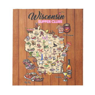 Bloco De Notas Notepad - Mapa do Clube de Apoio de Wisconsin