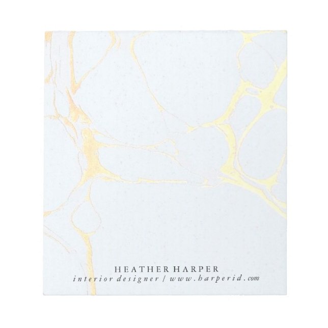 Bloco De Notas Notepad - Marble Azul e Dourado (Frente)