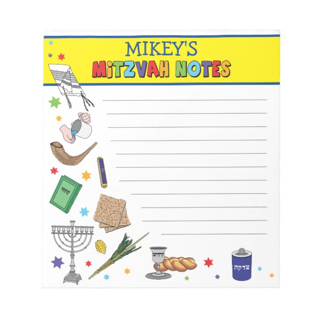 Bloco De Notas Notepad Mitzvah Personalizado - Estilo 2 (Frente)