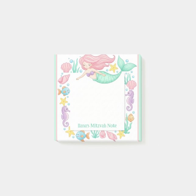 Bloco De Notas Notepad Mitzvah Personalizado por Sereia Bonita (Frente)