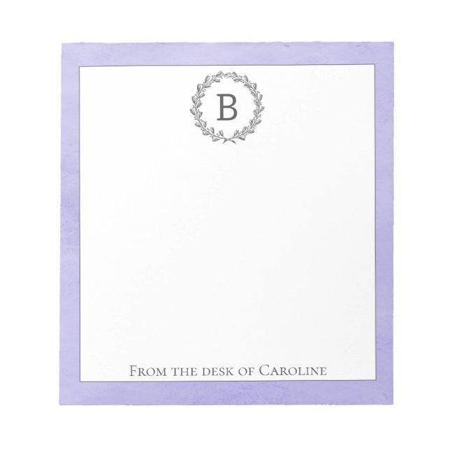Bloco De Notas Notepad Monograma de Verso Roxo (Frente)