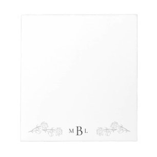 Bloco De Notas Notepad Monograma Desenhado À Mão Elegante