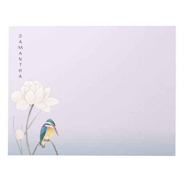 Bloco De Notas Notepad Monograma Japonês Lotus 11" x 8,5" (Frente)