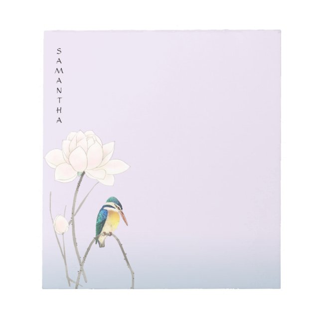 Bloco De Notas Notepad Monograma Japonês Lotus 5,5" x 6" (Frente)