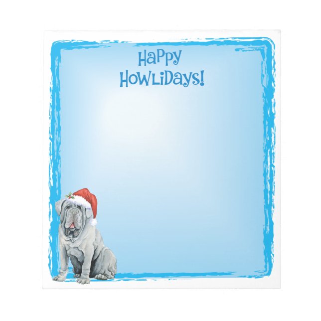 Bloco De Notas Notepad napolitano Mastiff Feliz Howlidays (Frente)