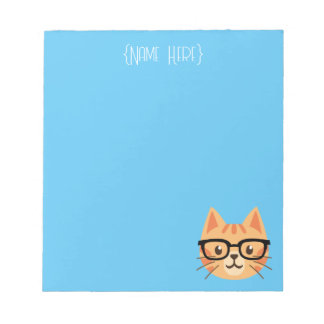 Bloco De Notas Notepad Nerdy Orange Cat - Nome Personalizado