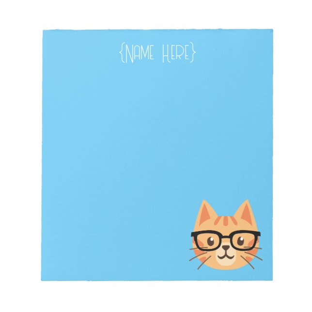 Bloco De Notas Notepad Nerdy Orange Cat - Nome Personalizado (Frente)