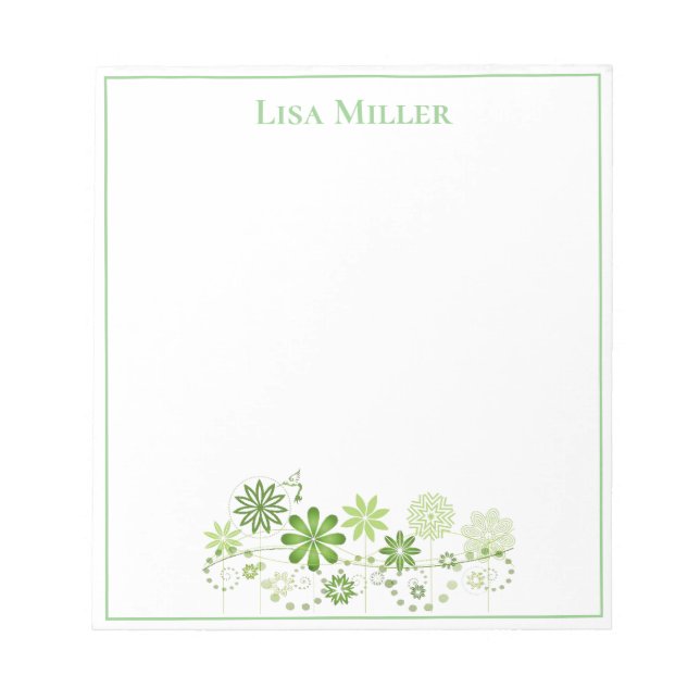 Bloco De Notas Notepad - Nome Personalizado - Floral (Frente)