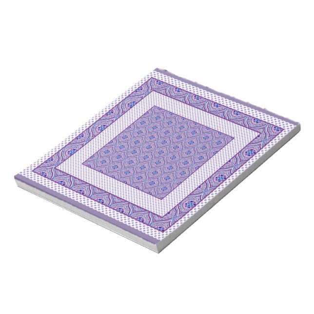 Bloco De Notas Notepad ou Jotter, Mauve and White Ogees, Polkas (Invertido)