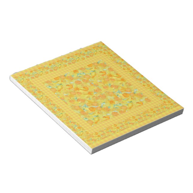 Bloco De Notas Notepad ou Jotter, Ouro Daffodils, Check Gingham (Inclinado)