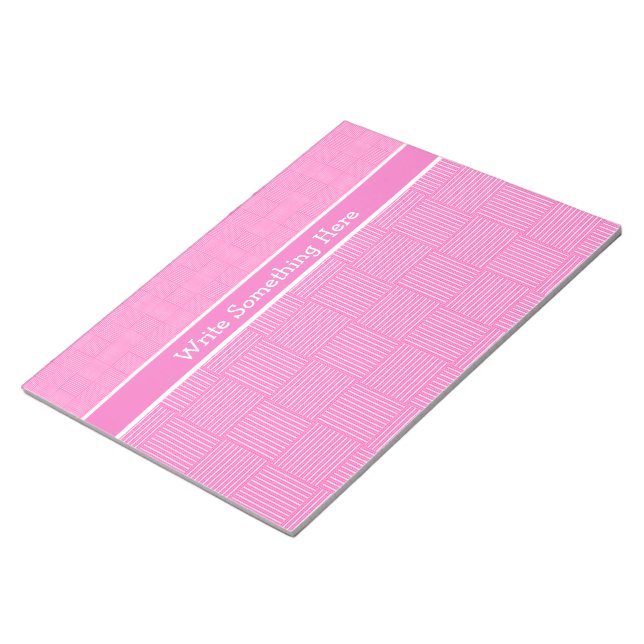 Bloco De Notas Notepad ou Jotter para personalizar: branco-rosa (Inclinado)