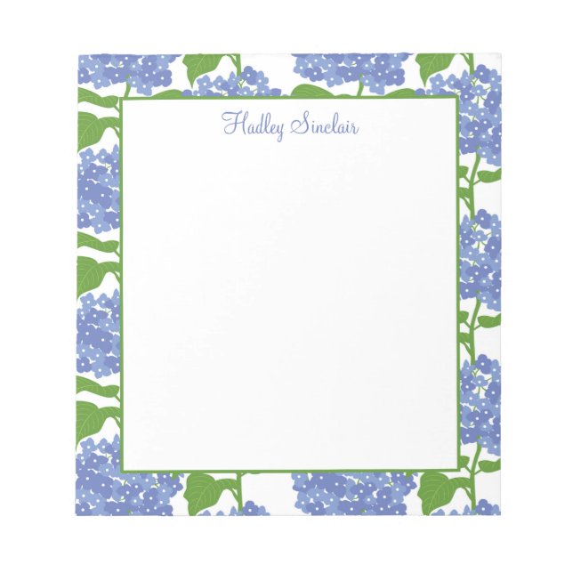 Bloco De Notas Notepad Padrão de Hydrangea Azul (Frente)