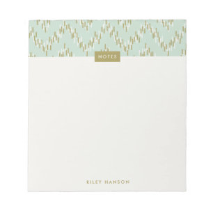 Bloco De Notas Notepad Padrão do Boho Ikat Zig Zag - Verde