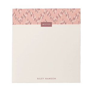 Bloco De Notas Notepad Padrão do Boho Ikat Zig Zag - Vermelho