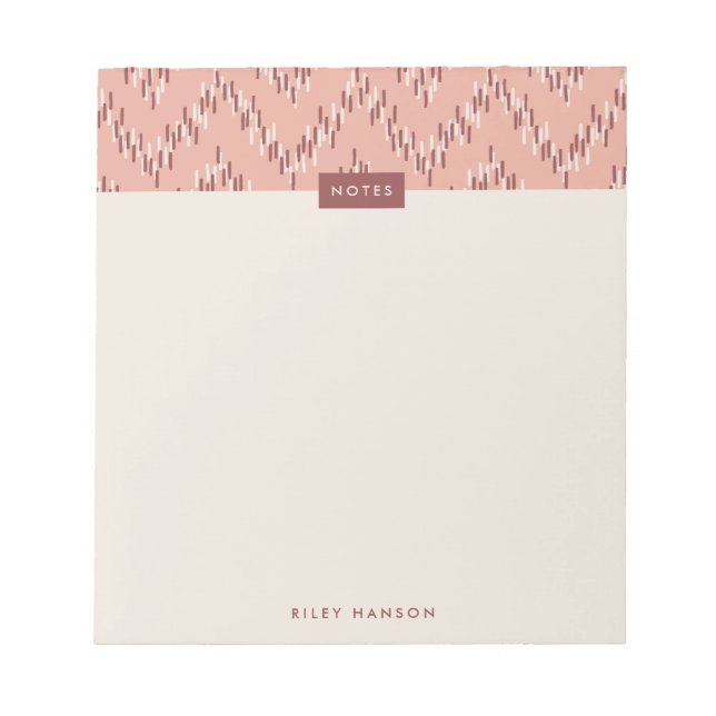 Bloco De Notas Notepad Padrão do Boho Ikat Zig Zag - Vermelho (Frente)