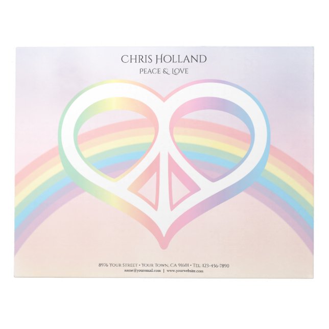 Bloco De Notas Notepad Peace & Love Rainbow 11" x 8,5" (Frente)