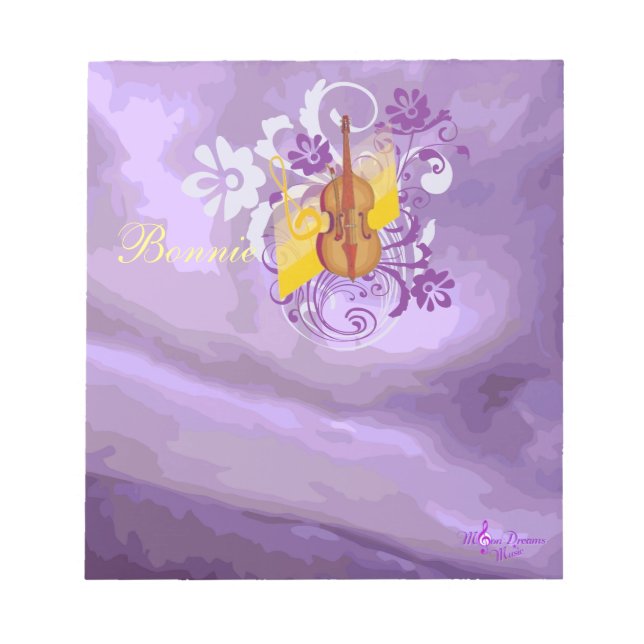 Bloco De Notas Notepad Pequeno Abstrato Roxo Violin Floral (Frente)
