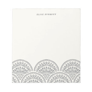 Bloco De Notas Notepad Personalizado Bohemian Scallops - Obsidian