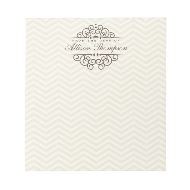 Bloco De Notas Notepad Personalizado Chevron Chic Desk | Cerco (Frente)