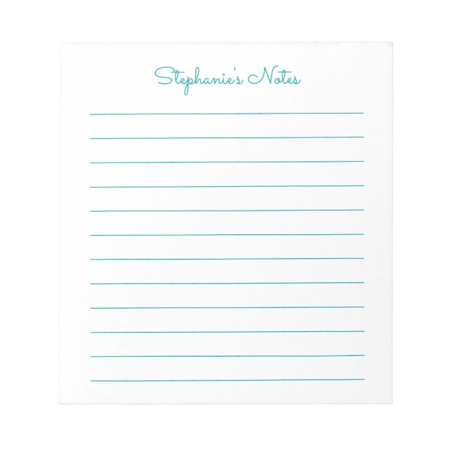 Bloco De Notas Notepad Personalizado Com Links De Teal Simplesmen (Frente)