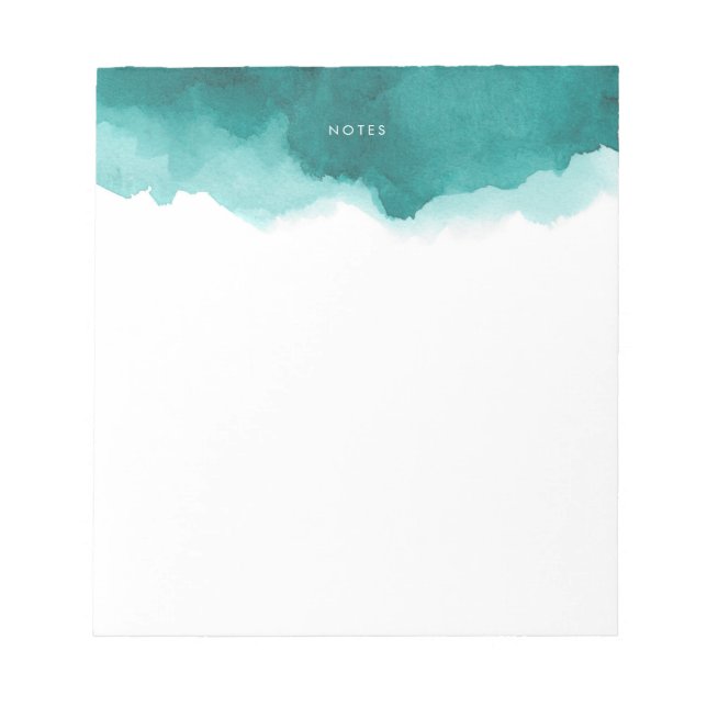 Bloco De Notas Notepad Personalizado com Splash de Aquarela Teal (Frente)