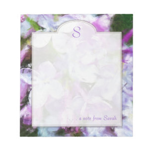 Bloco De Notas Notepad Personalizado De Arte Floral Purple Lilac
