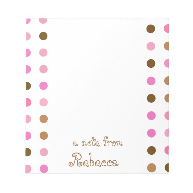 Bloco De Notas Notepad Personalizado de Bolinhas Rosa e Castanho (Frente)
