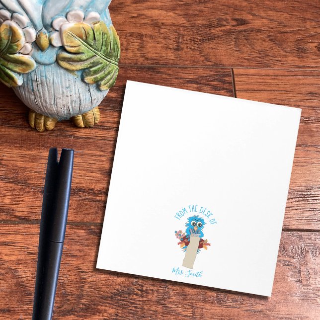 Bloco De Notas Notepad Personalizado De Coruja Azul Whimsical (Criador carregado)