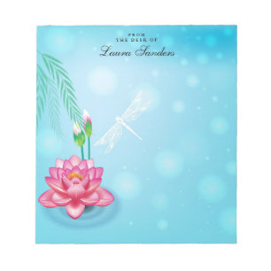 Bloco De Notas Notepad Personalizado de Flor de Lotus Rosa Elegan